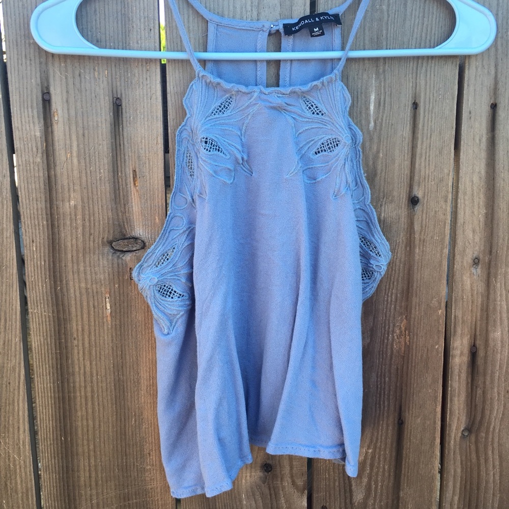Blue high neck tank top